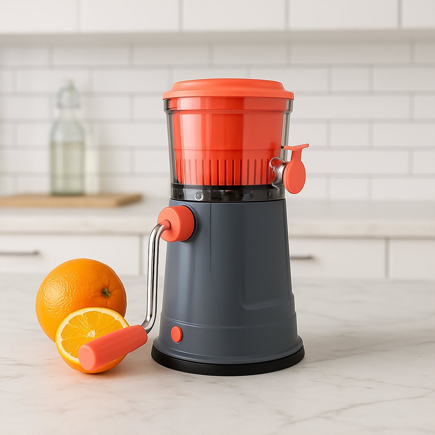 Fruit Juicer with Extra Long Handle & Silicone Ring – Easy Manual Juicing
