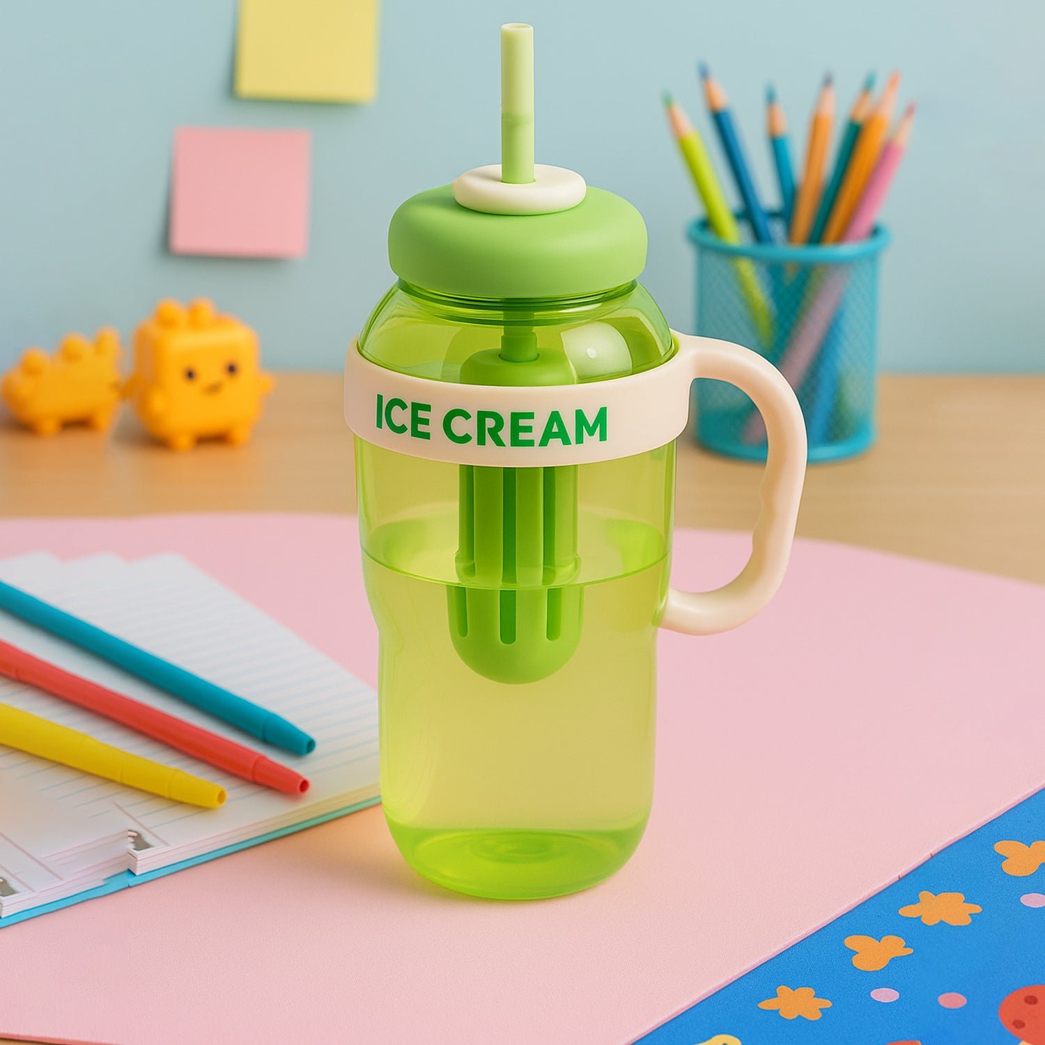 Ice Cream Themed Water Bottle – 1300ML Large Capacity Leakproof Sipper