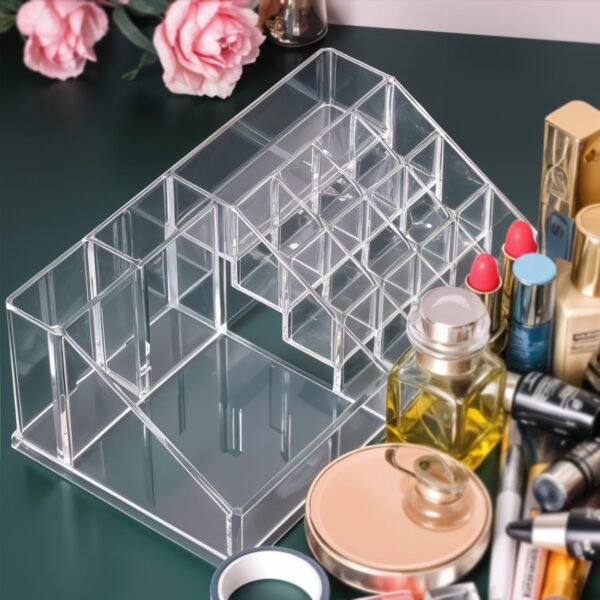 03_66593458-92c1-4c6a-b4bf-89cf53ba5373 Acrylic Makeup Organizer – 16 Clear Compartments for Cosmetics