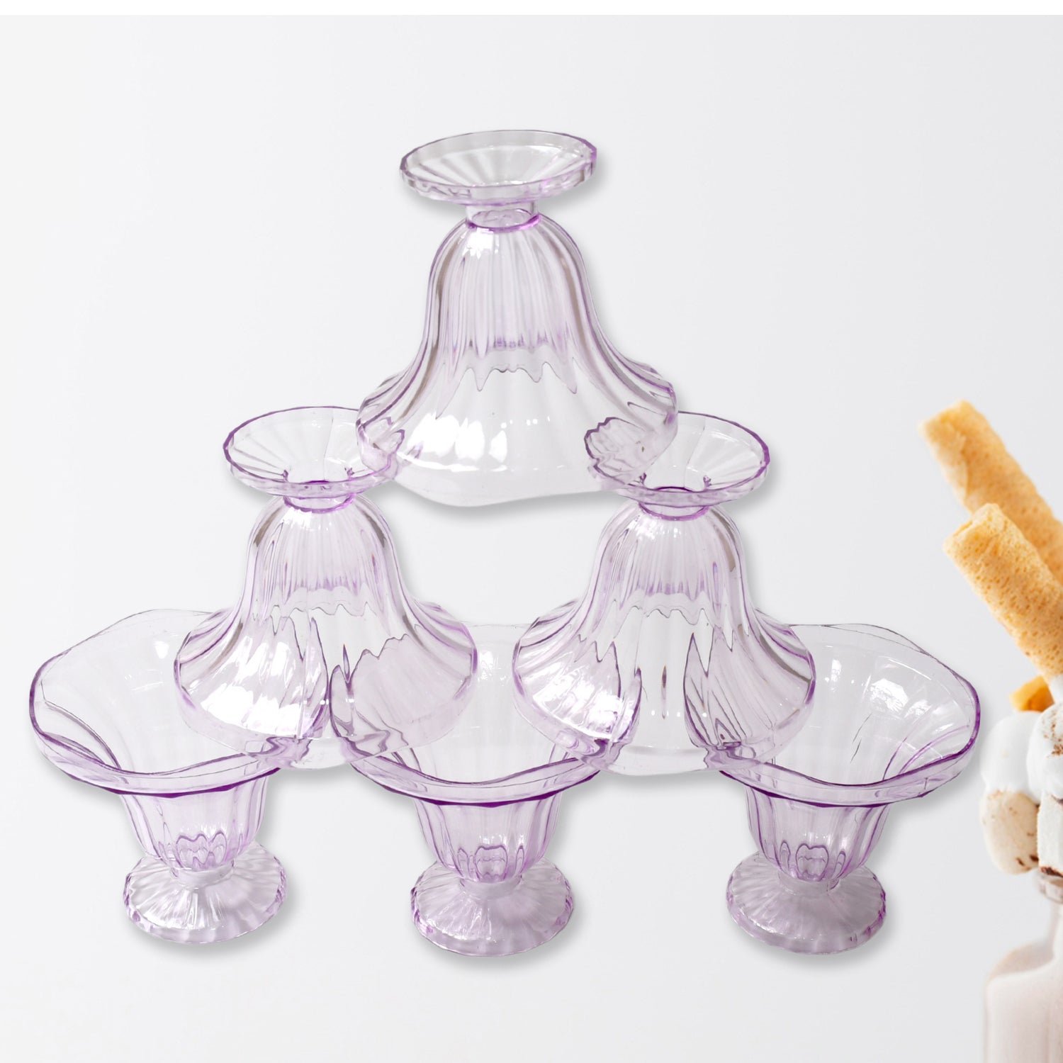 Plastic Ice Cream Bowls – Tulip Design, Set of 6 | Serve Stellar