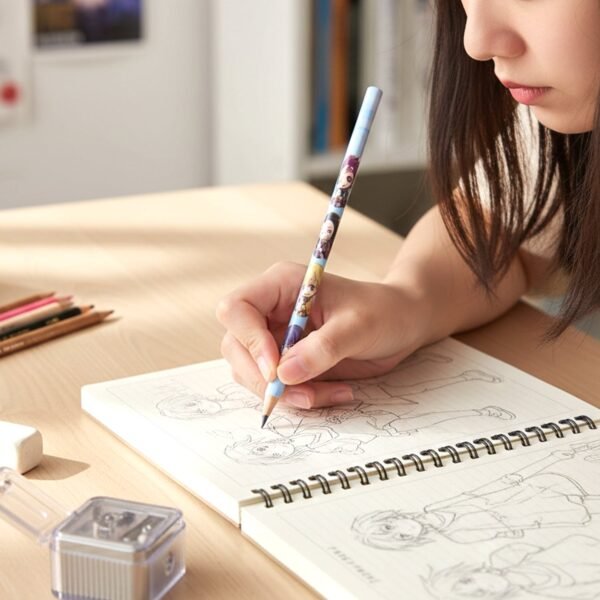 Cartoon Printed Pencil Set – 4 Cute School Writing Pencils