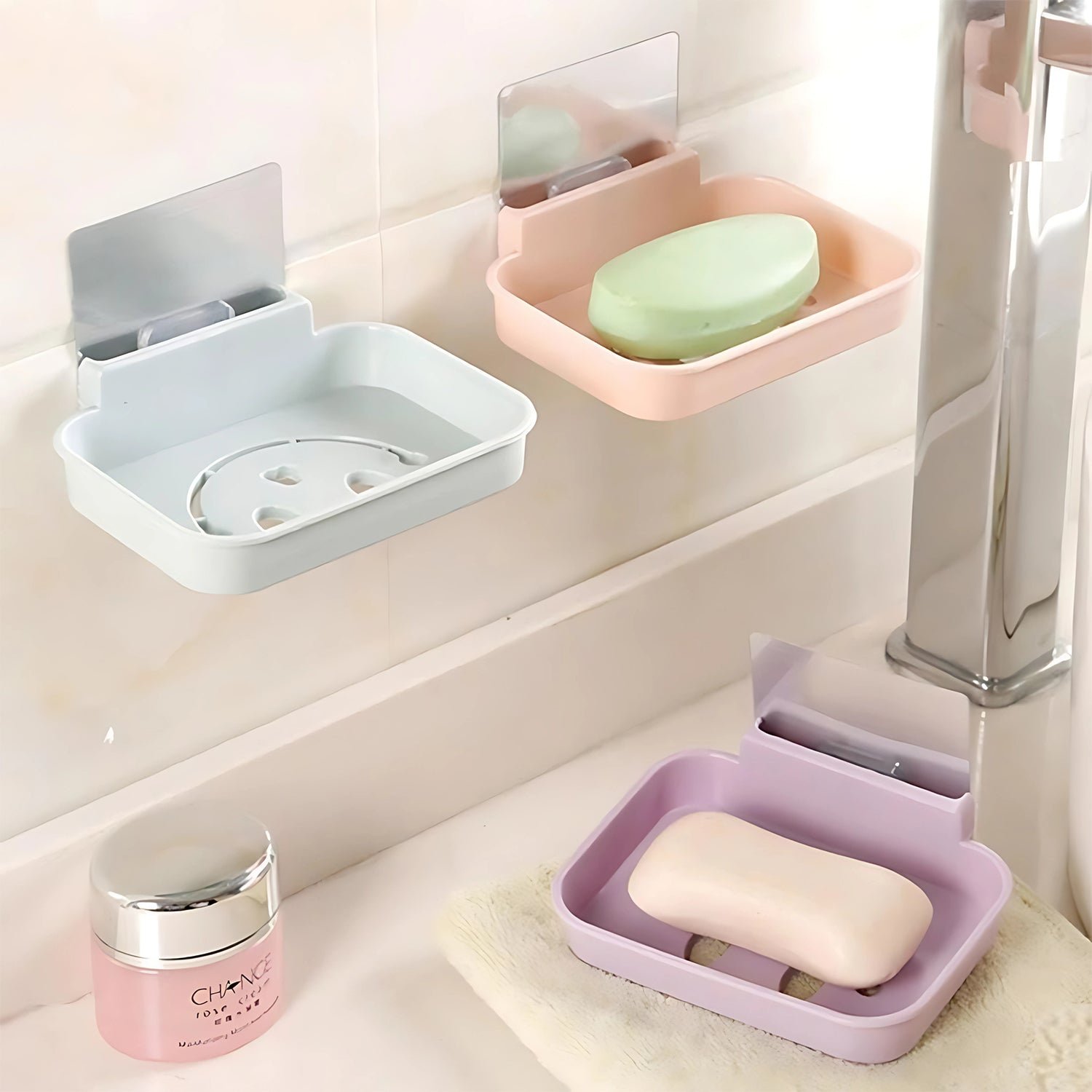 Wall Mounted Soap Dish Holder – Self Adhesive with Drainage