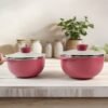 Plastic Serving Bowl Set with Lids – Airtight, Microwave Safe 2 Pieces