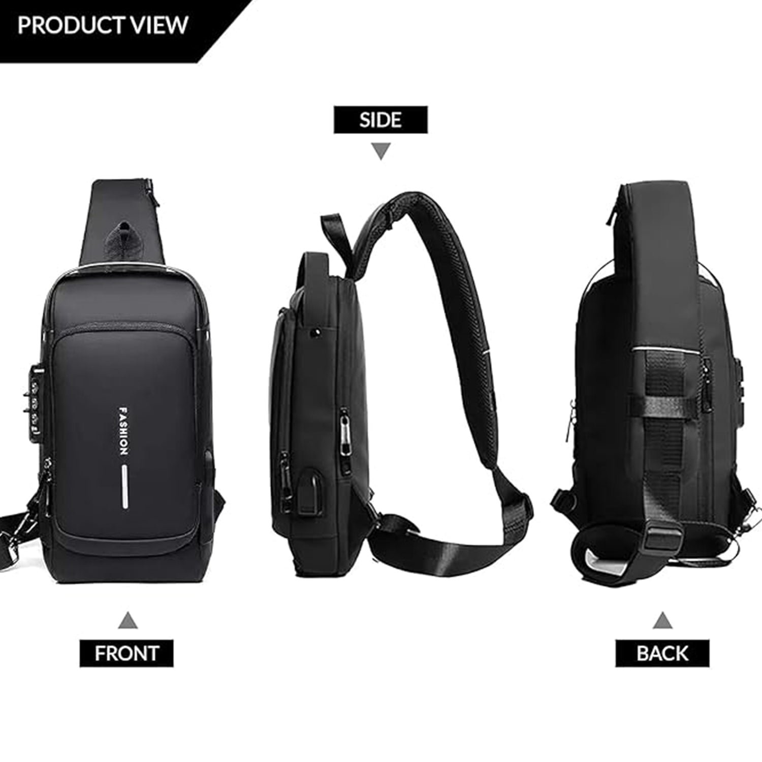 Anti-Theft Crossbody Sling Bag – Secure USB Charging Port
