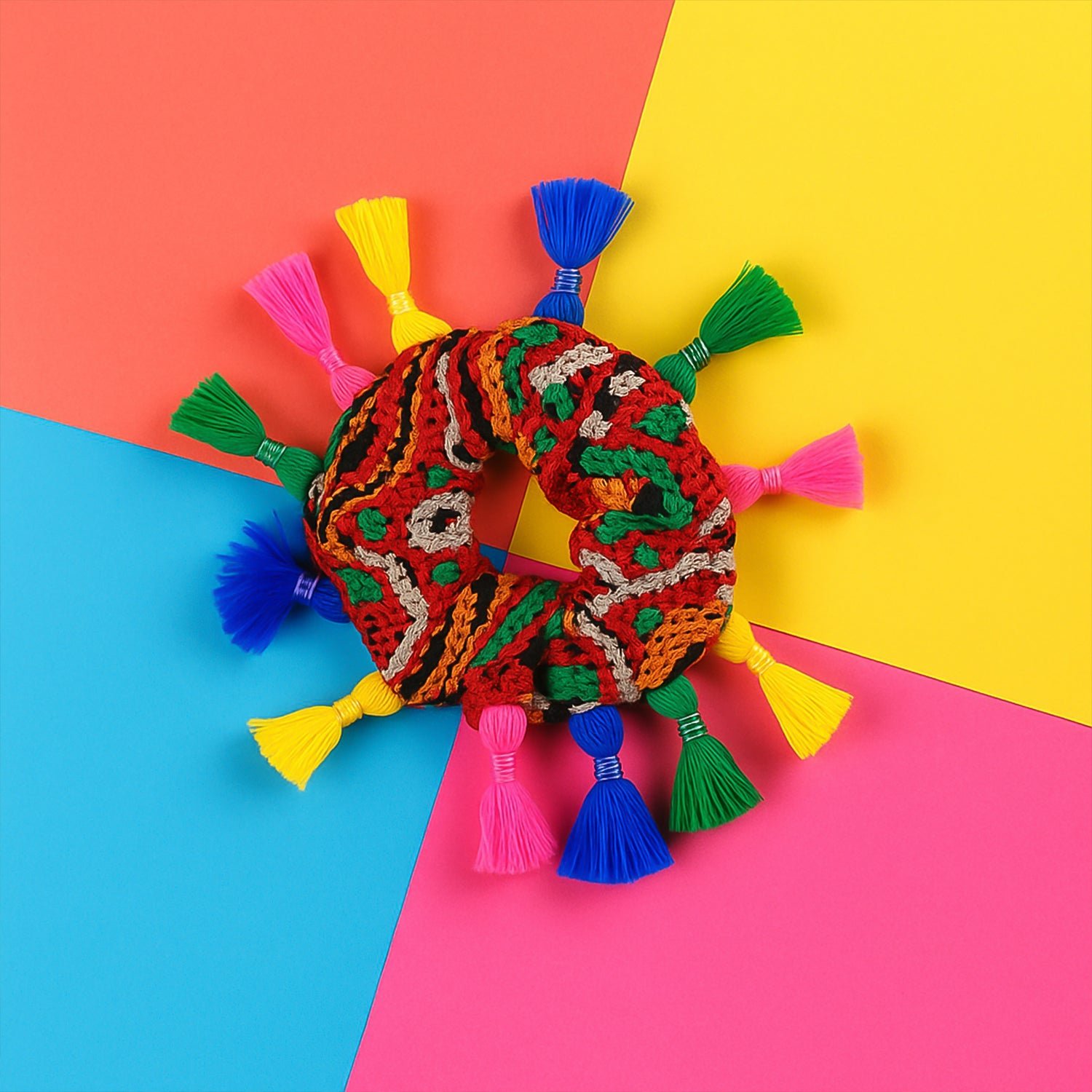 Navratri Hair Bun – Vibrant Multicolor Tassel Juda Accessory