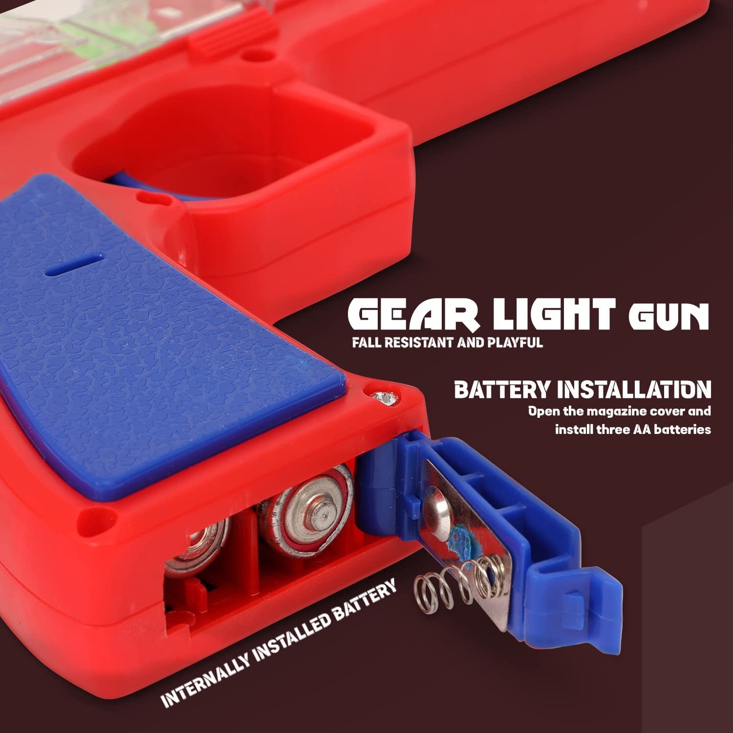 Transparent Gear Toy Gun – 3D Lights & Music for Kids | Aditi
