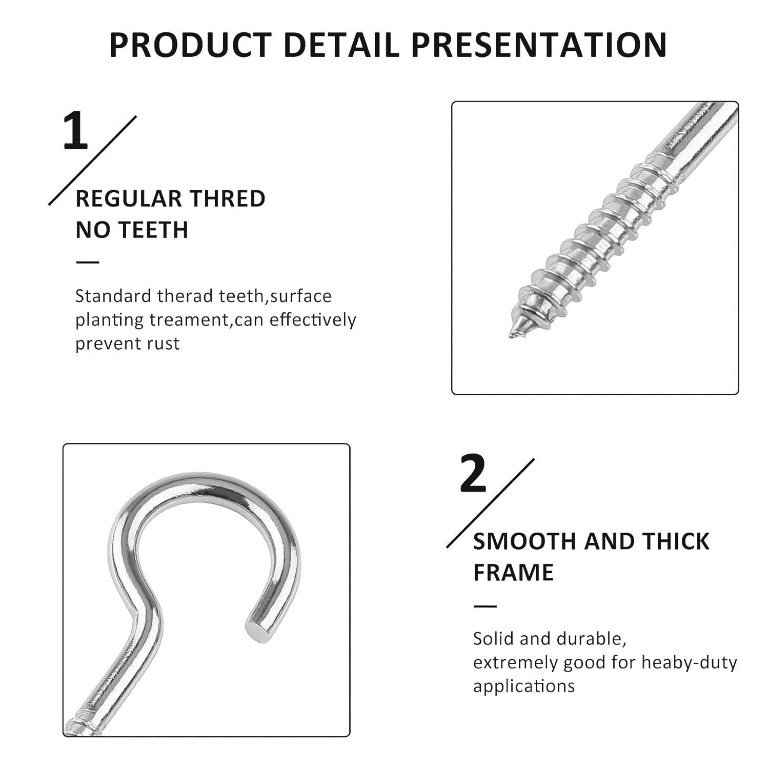 Stainless Steel Eye Hooks – Heavy Duty 6-Piece Screw Set