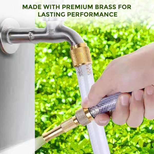 Heavy Duty Brass Garden Hose Nozzle – Adjustable Water Spray for Outdoor Use