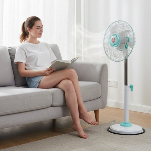12V DC Hybrid Pedestal Fan – High-Speed Cooling for Home & Office