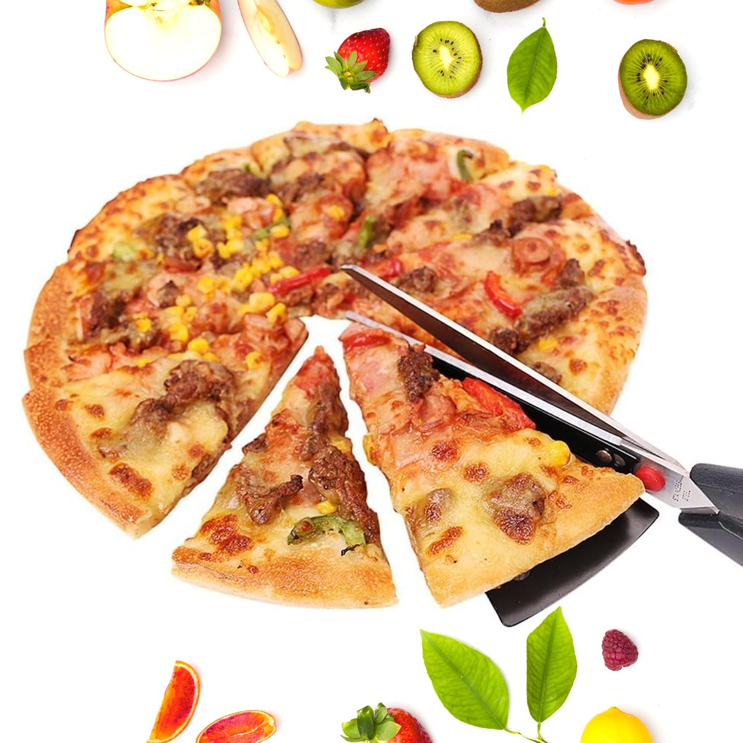 Pizza Cutter Scissors – Stainless Steel with Removable Spatula | Quickslice