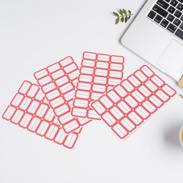 Red Border Label Stickers – Writable, Self-Adhesive 50 Sheets