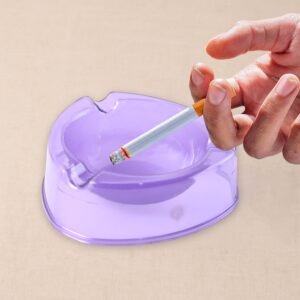 Transparent Purple Plastic Ashtray – Durable Heat-Resistant Design