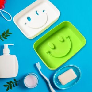 Portable Travel Soap Dish Box – Cute Smiley Face & Draining Design