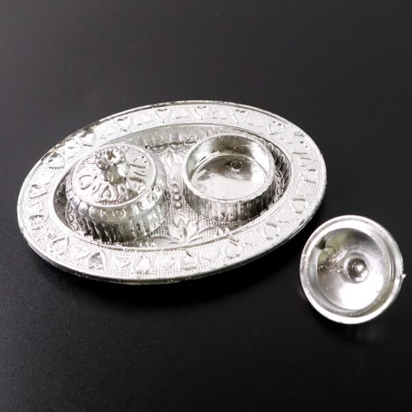 Oval Puja Thali with Kumkum Holders – Traditional & Durable Design