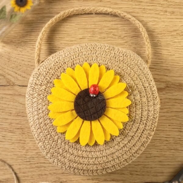Mini Round Crossbody Purse – Trendy sunflower design for casual wear