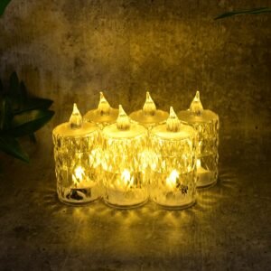LED Crystal Flameless Candle Set – Elegant 6-Piece Décor