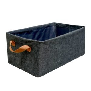 Foldable Storage Box – 46.5 cm Cotton Linen Organizer | Organivo
