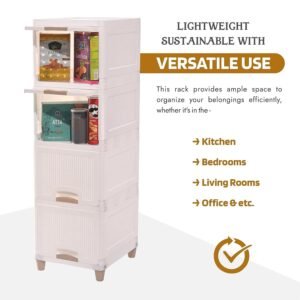 Plastic Storage Drawer Cabinet – 5-Layer Organizer with Wheels