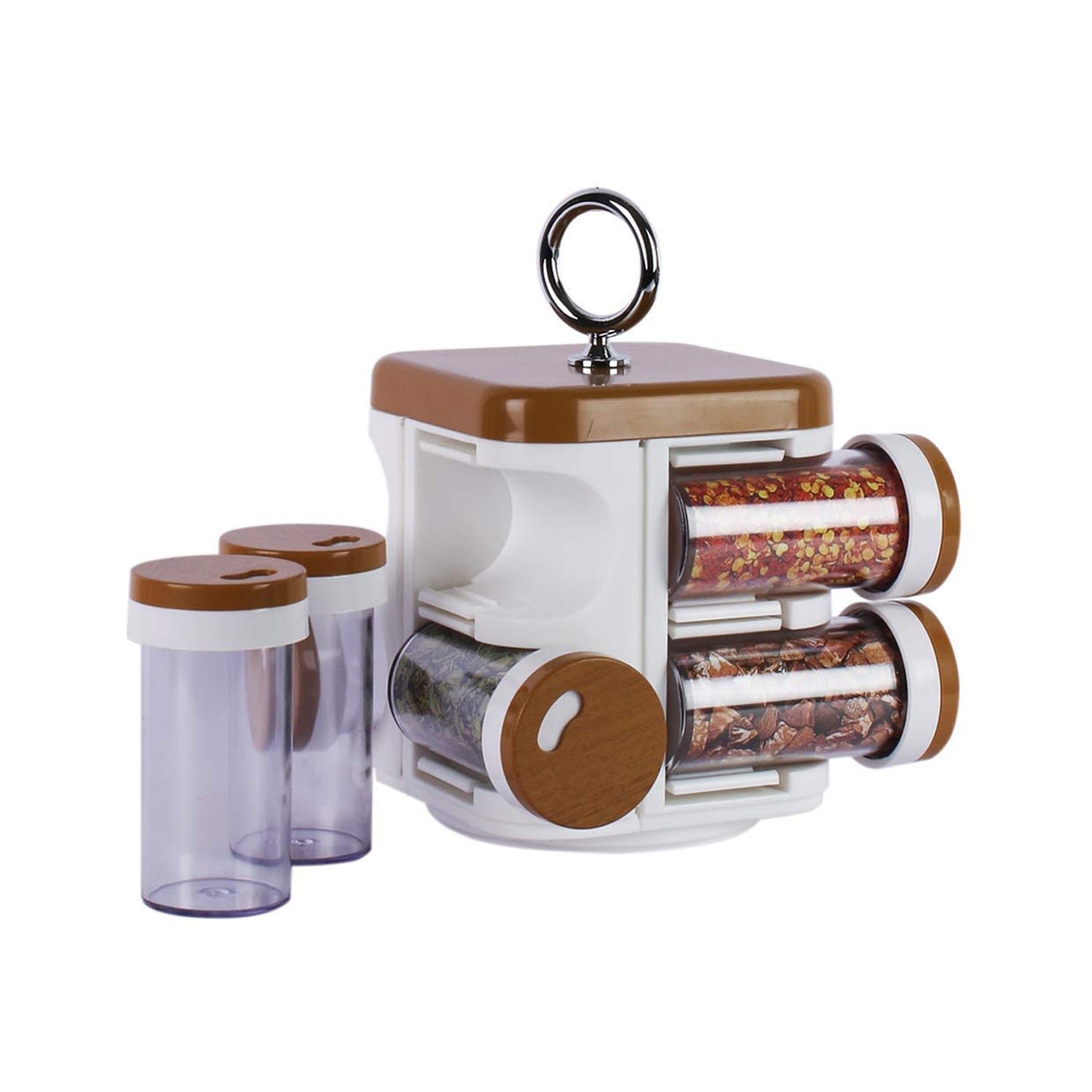 Plastic Spice Rack – 8-Jar Revolving Organizer | Ganesh Storewell