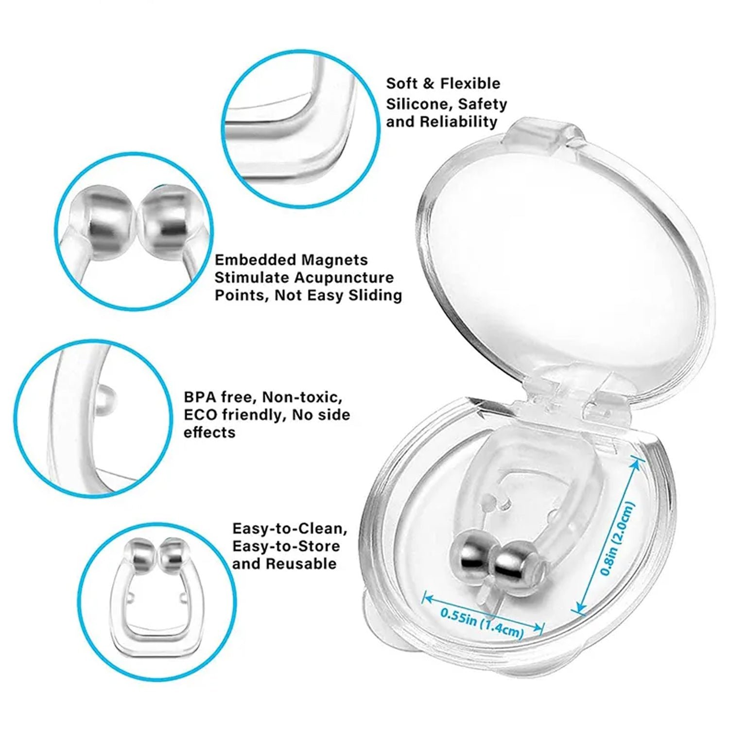 Anti-Snore Nose Clip – Silicone Magnetic Relief for Snoring