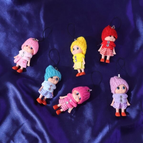 Mini Doll Hanging Keychain Set – 6 Cute Colorful Charms