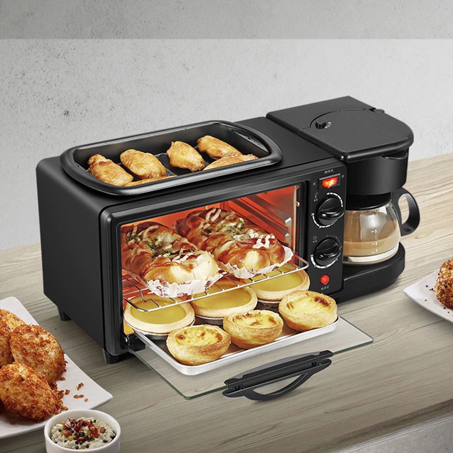 3-in-1 Breakfast Maker – Toaster Oven, Grill & Coffee | Indo Glow