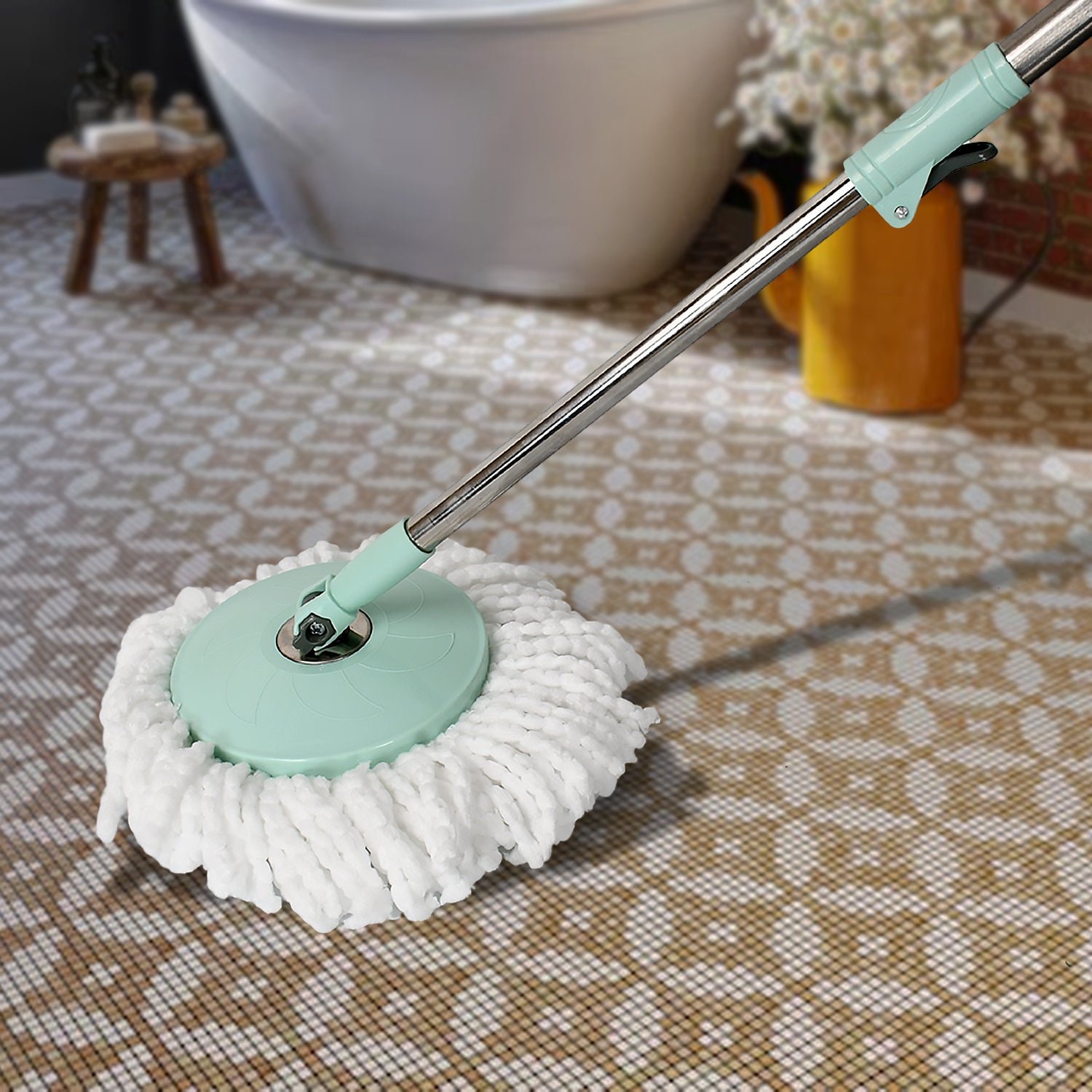 Spin Mop with Bucket – Steel Spin & Microfiber Heads | Ganesh