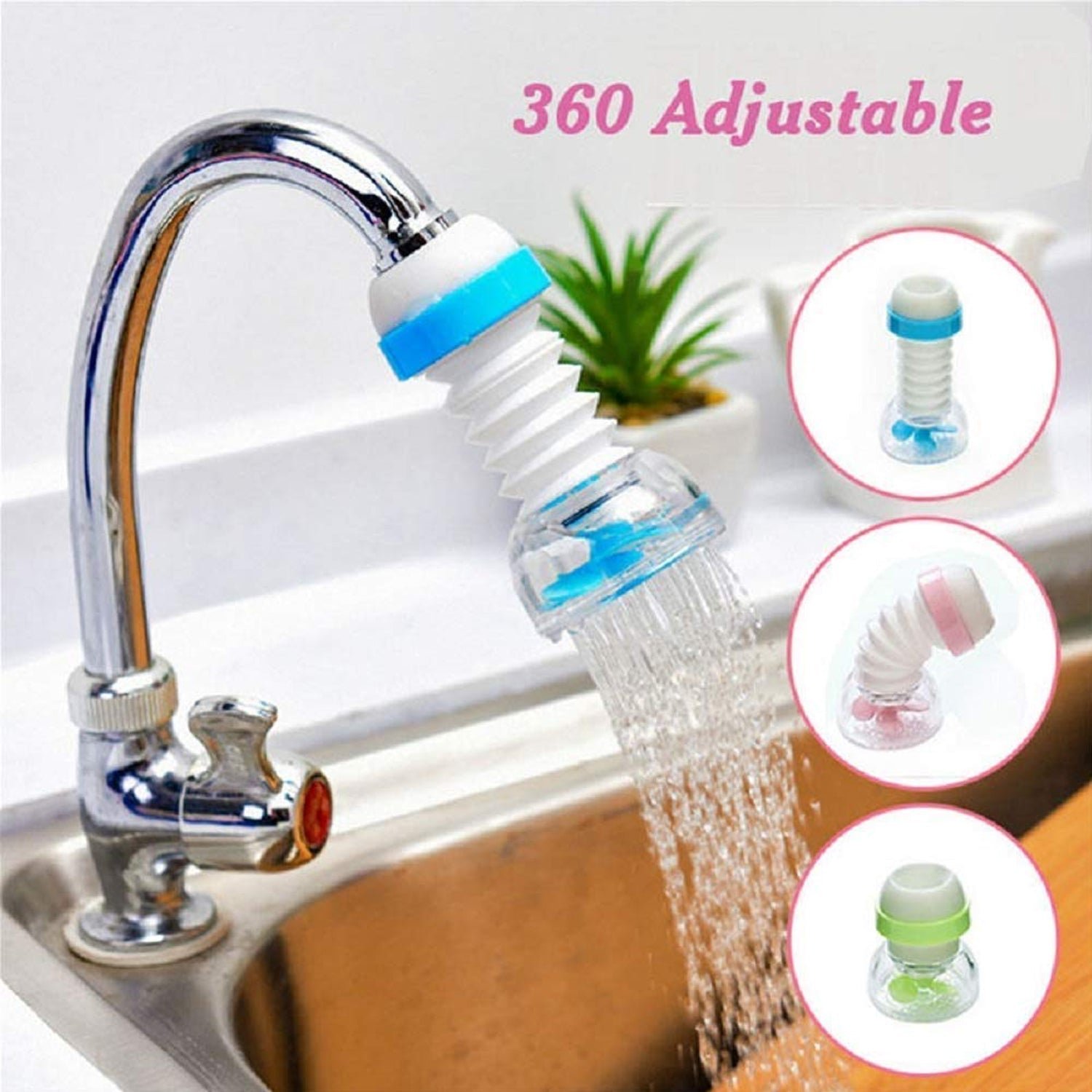 Adjustable Kitchen Sink Tap Water Filter – Splash Guard & Rotating Sprayer