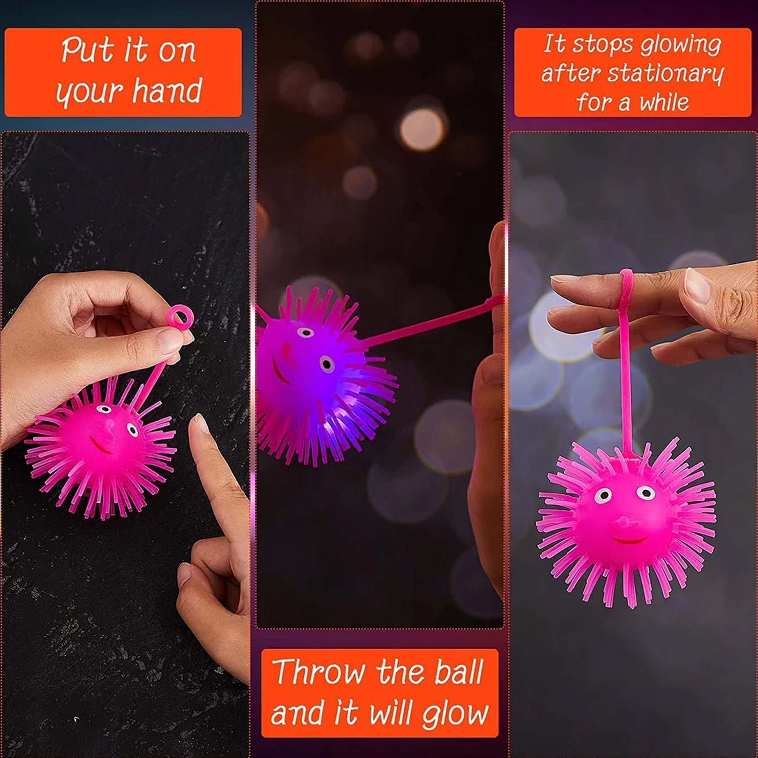 LED Spiky Puffer Ball – Soft Light-Up Stress Relief Toy