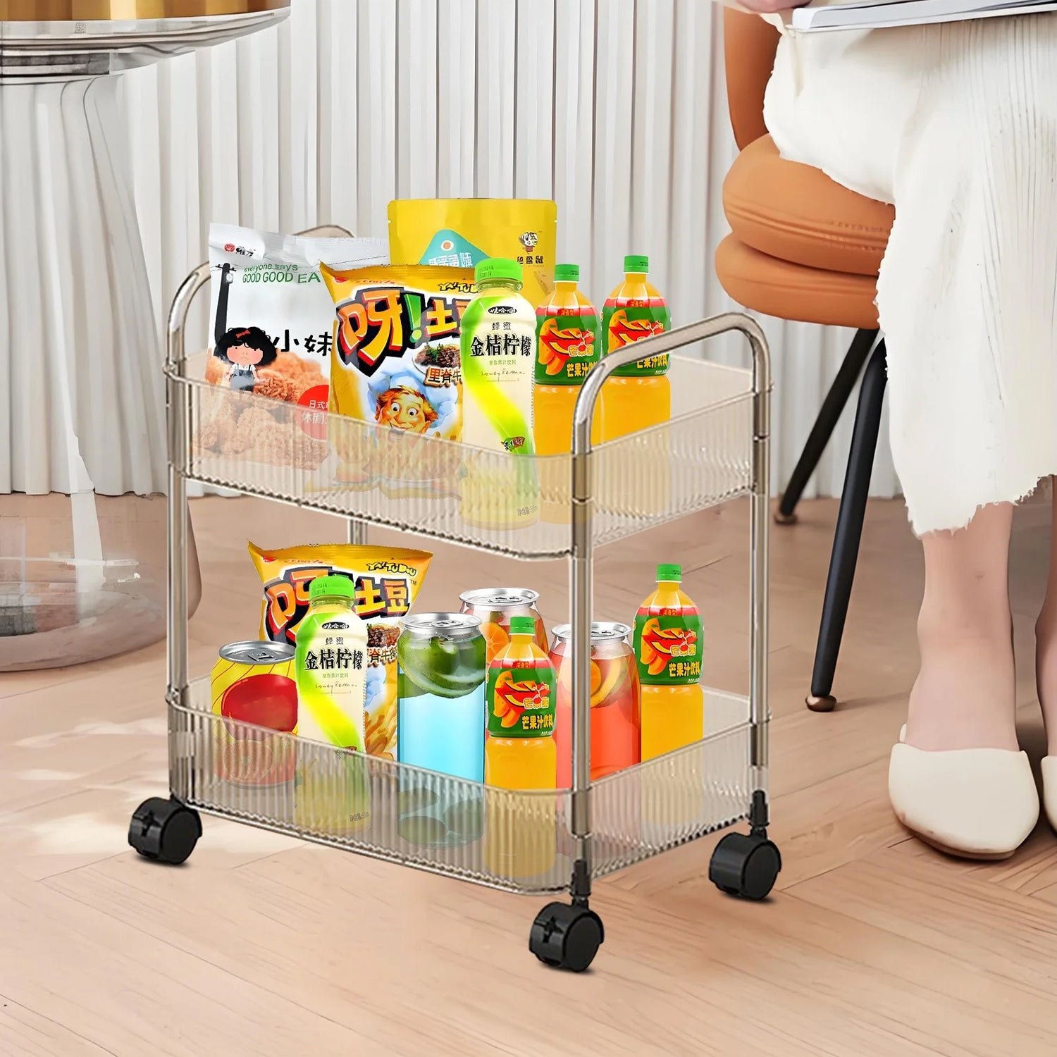 2 Layer Storage Trolley with Wheels – Compact & Movable Organizer