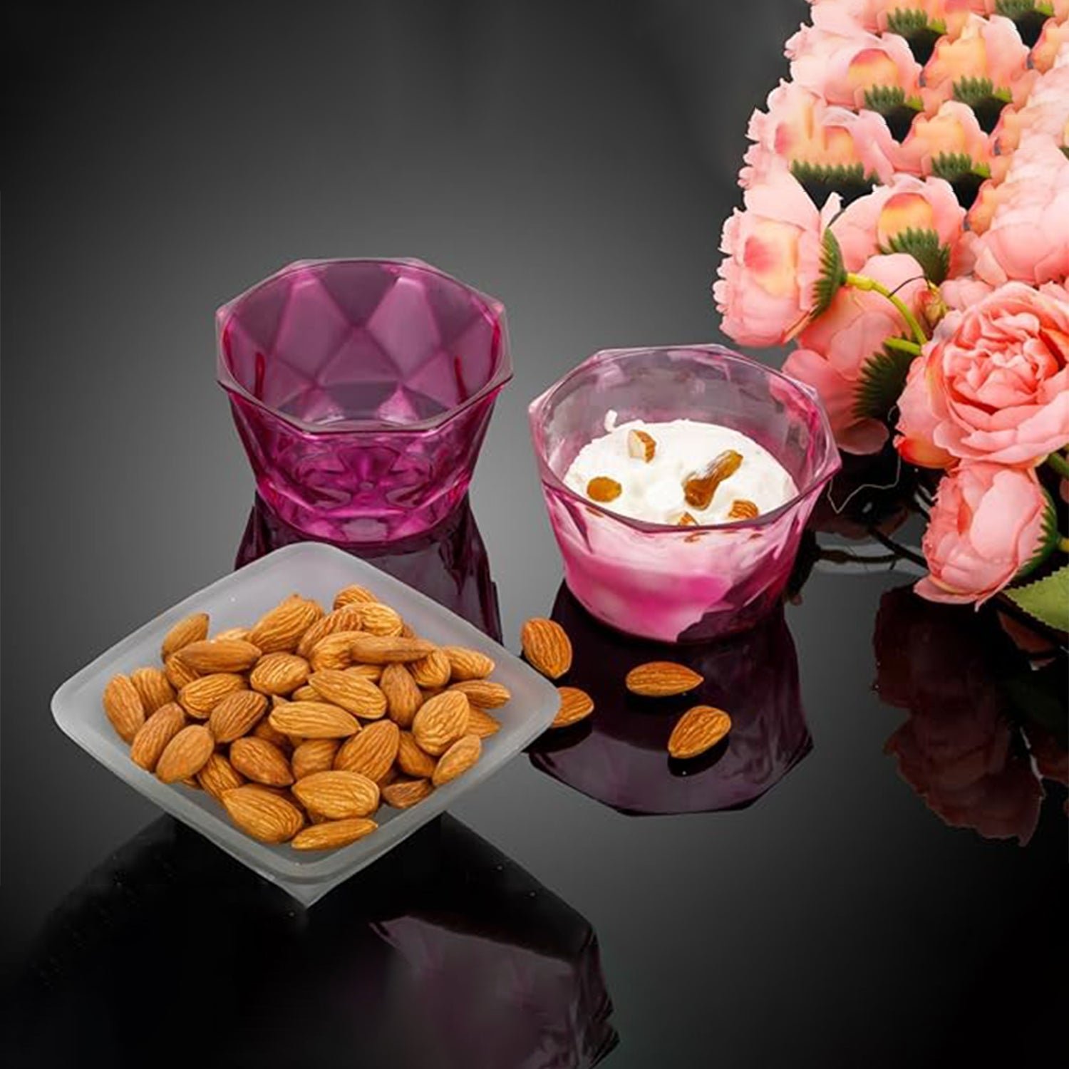 Diamond Shape Ice Cream Bowl Set – 6pc Plastic Dessert Bowls | Indo Glow
