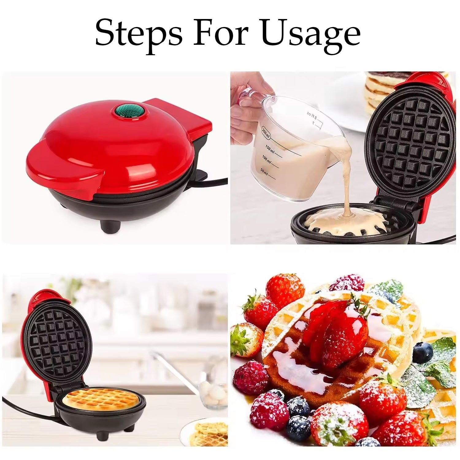 Mini Waffle Maker – Compact Non-Stick Quick Breakfast Iron