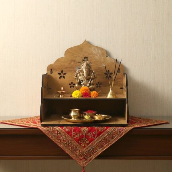 Wooden Home Mandir – Temple Style Pooja Stand with Lord Ganesha