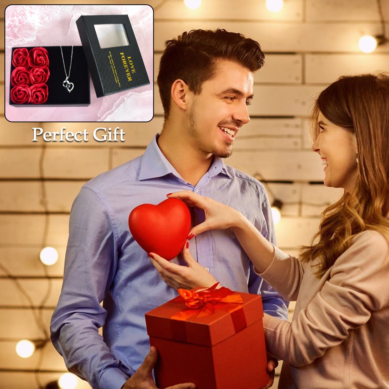 Eternal Rose Gift Box – Handmade with I Love You Necklace