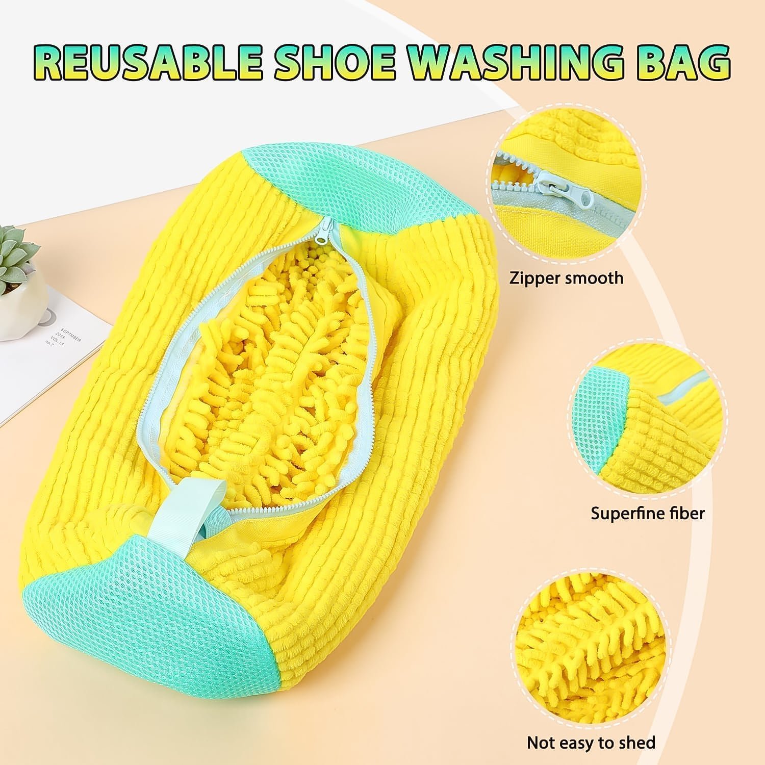 Shoe Washing Machine Bag – Microfiber Chenille Lining with Zipper