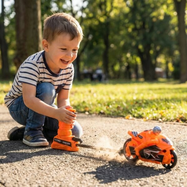 Launcher Racing Bike Toy for Kids – Manual Pull High-Speed Fun