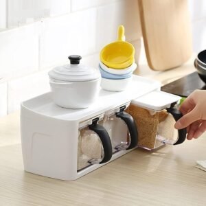 Modular Spice Storage Box Set – 3-Pc with Stand & Spoons