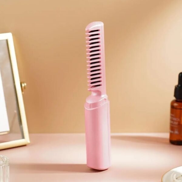 Mini Hair Straightener Brush – Cordless & Rechargeable for Travel