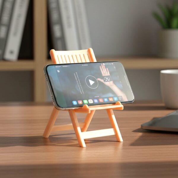 Mini Chair Mobile Stand Holder – Foldable & Portable Peach Phone Stand