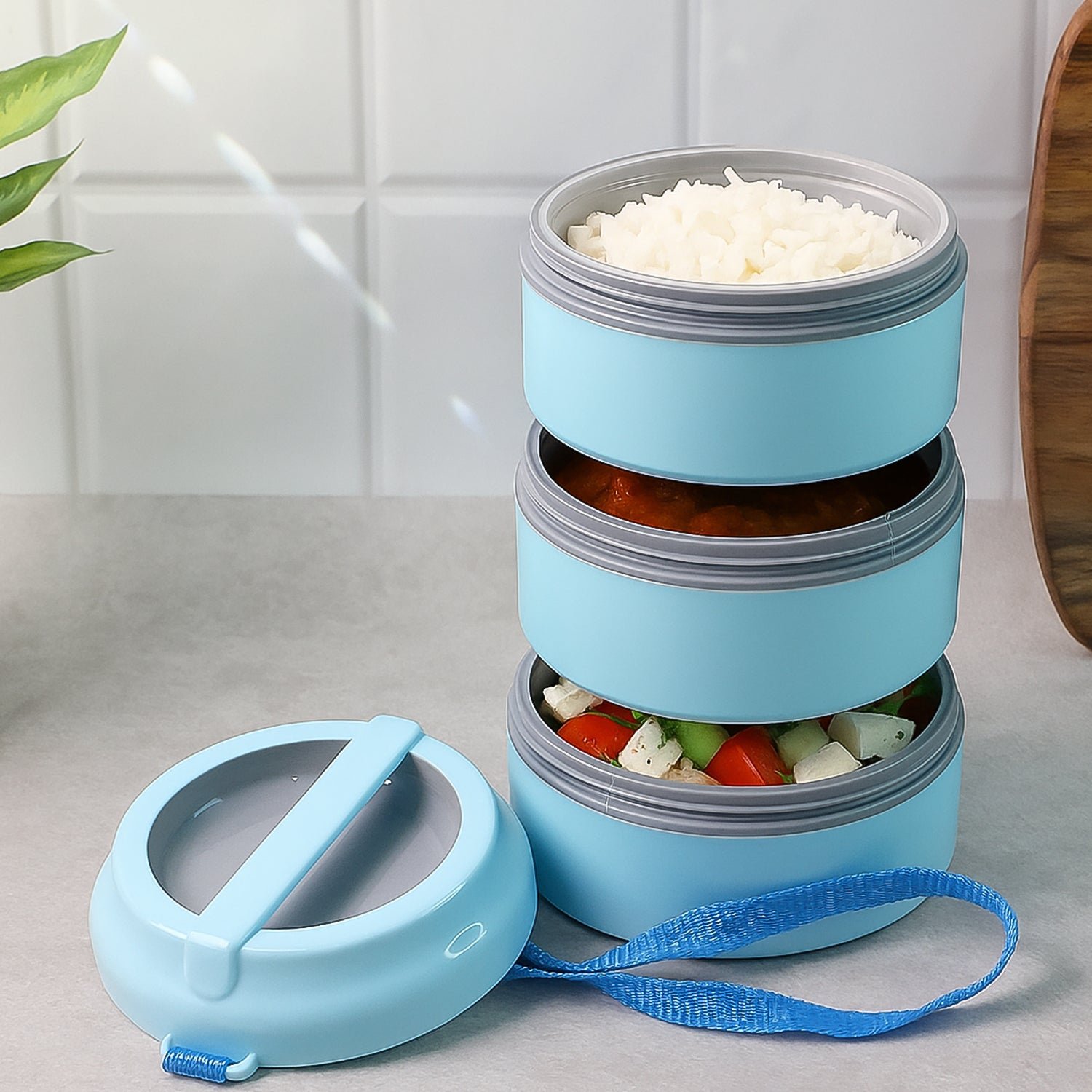 Insulated Lunch Box Set – 3 Layers with Leak-Proof Design & Handle