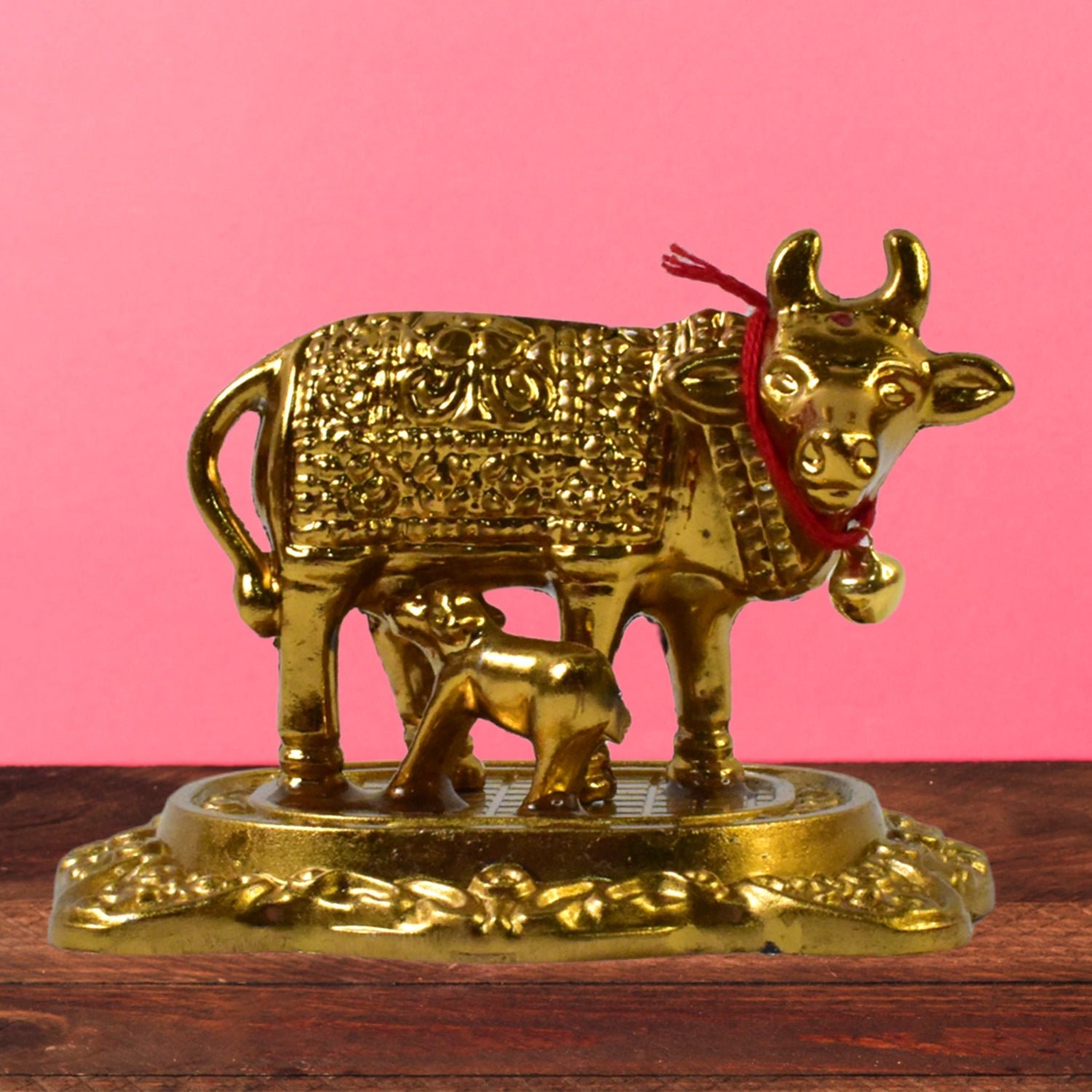 Golden Metal Kamdhenu Cow Showpiece – Spiritual Home Decor