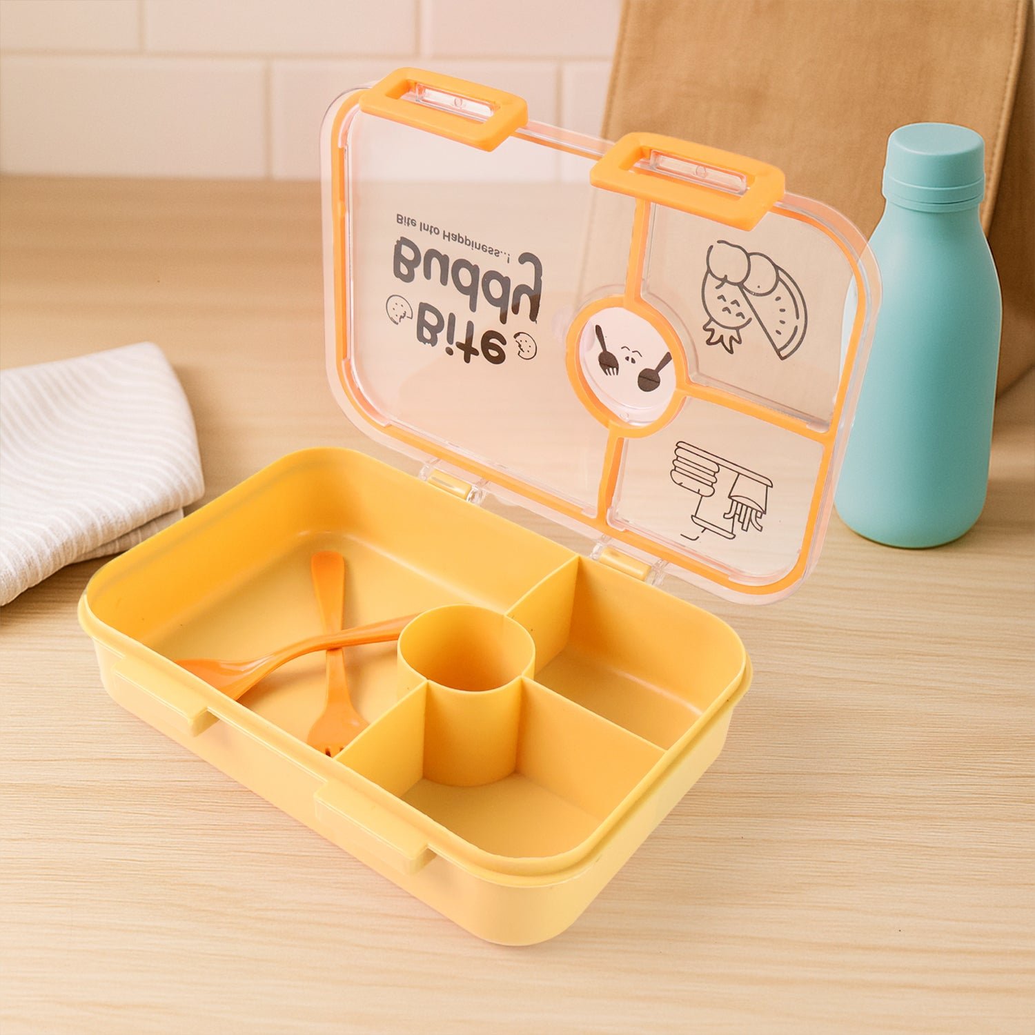 4-Compartment Leak-Resistant Lunch Box – BPA-Free with Cutlery