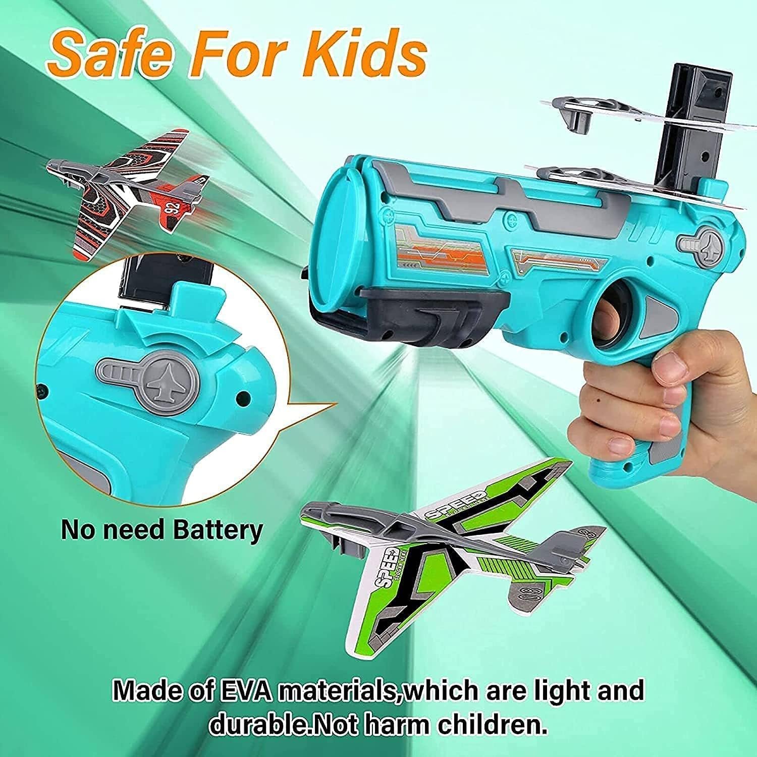 Airplane Launcher Toy – 5 Foam Planes & Gun | Play & Move