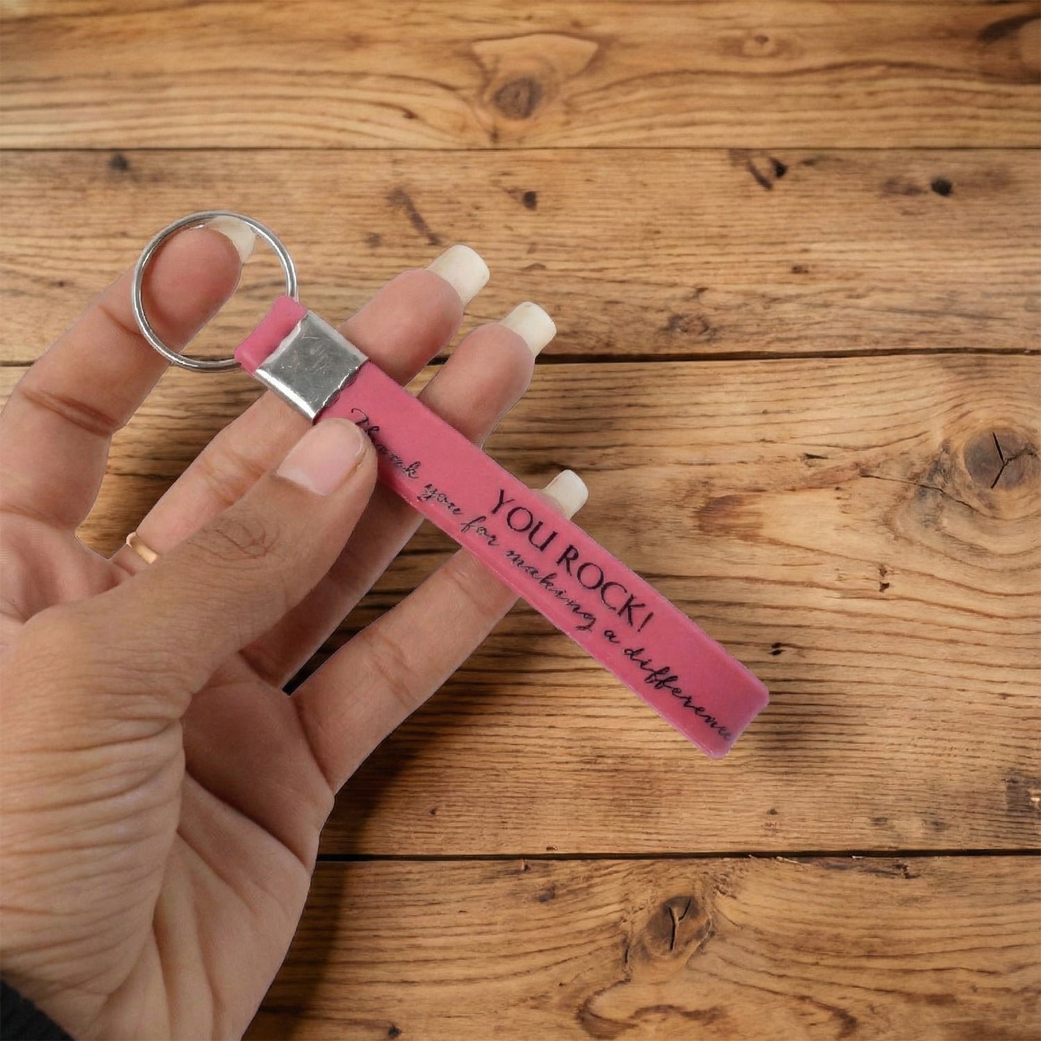 Silicone Wrist Strap Keychain – Motivational & Durable Design