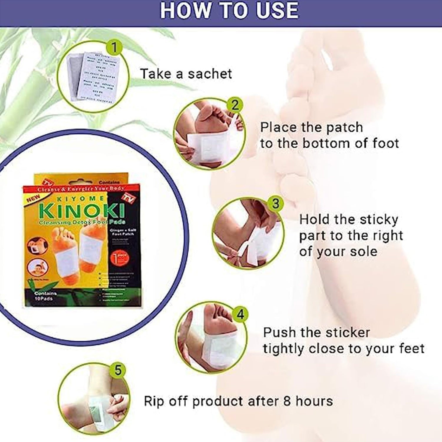 Detox Foot Pads with Ginger & Salt – 10 Pcs | Velvet Wellness