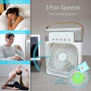 Portable Air Cooler Fan – Personal Cooling with 7-Color Light