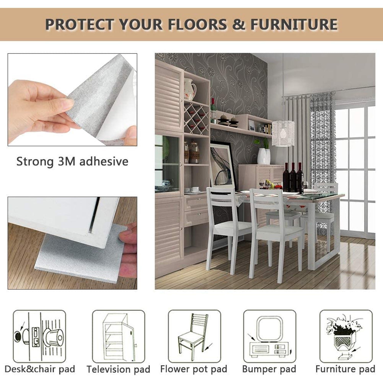 Felt Furniture Pads – Square Floor Protectors (4-Pc) | Safelix