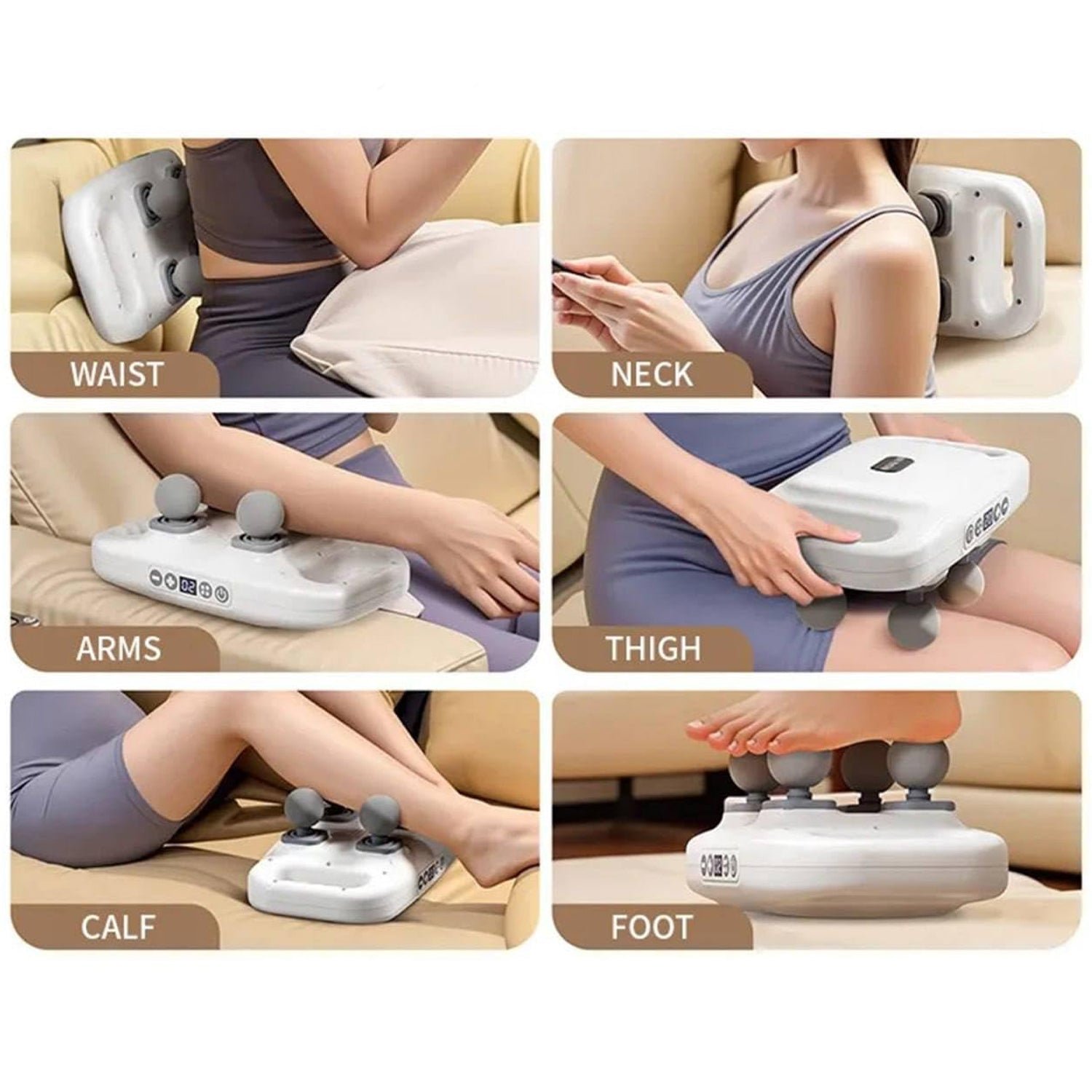 Massage Gun for Pain Relief – 6 Heads Deep Tissue Massager | FitFuzion