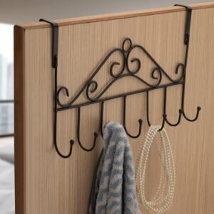Over Door Hanger Rack – 7 Hooks Metal Organizer | Indo Glow