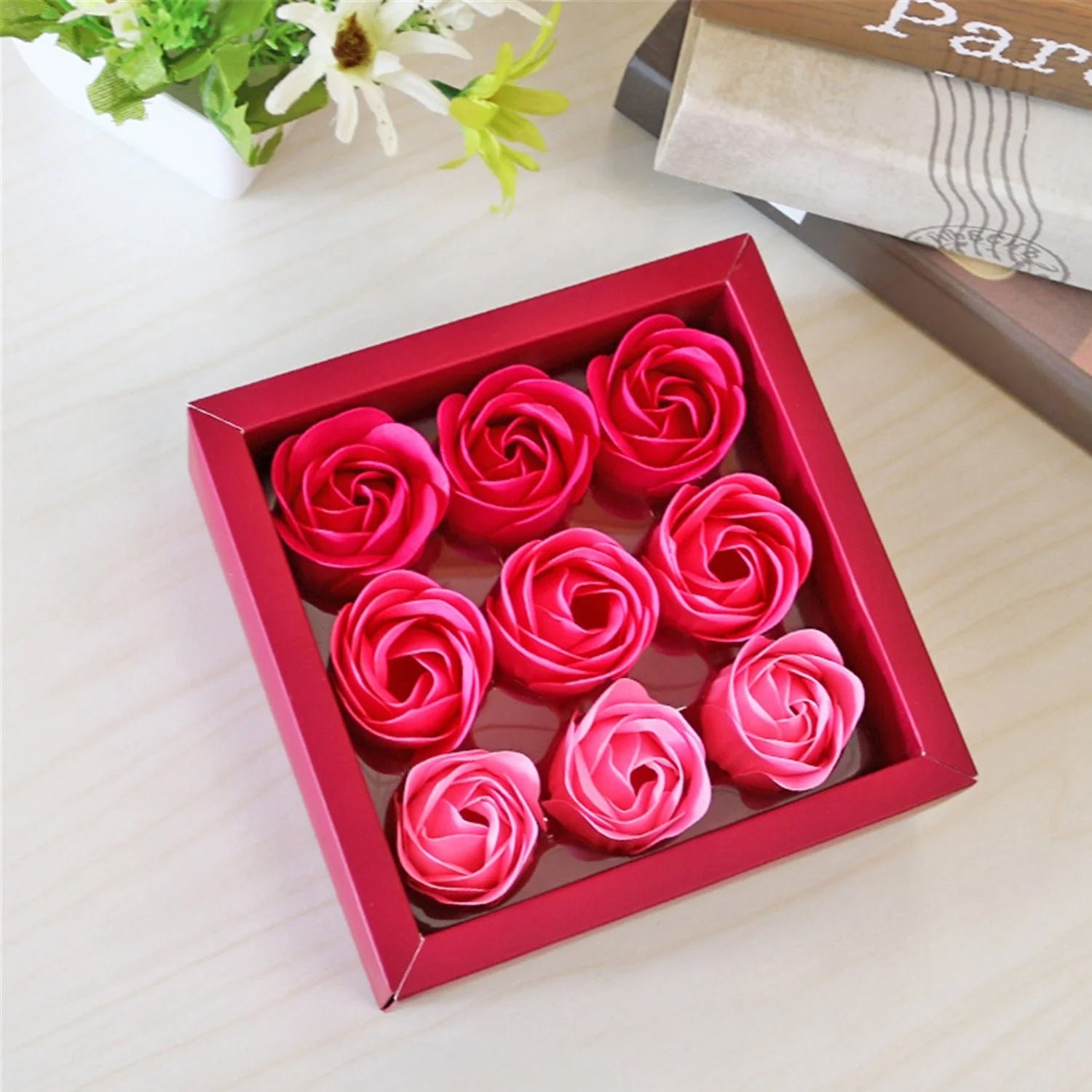 Rose Flower Bath Soap – Floral Scented Gift Set (9 Pcs)